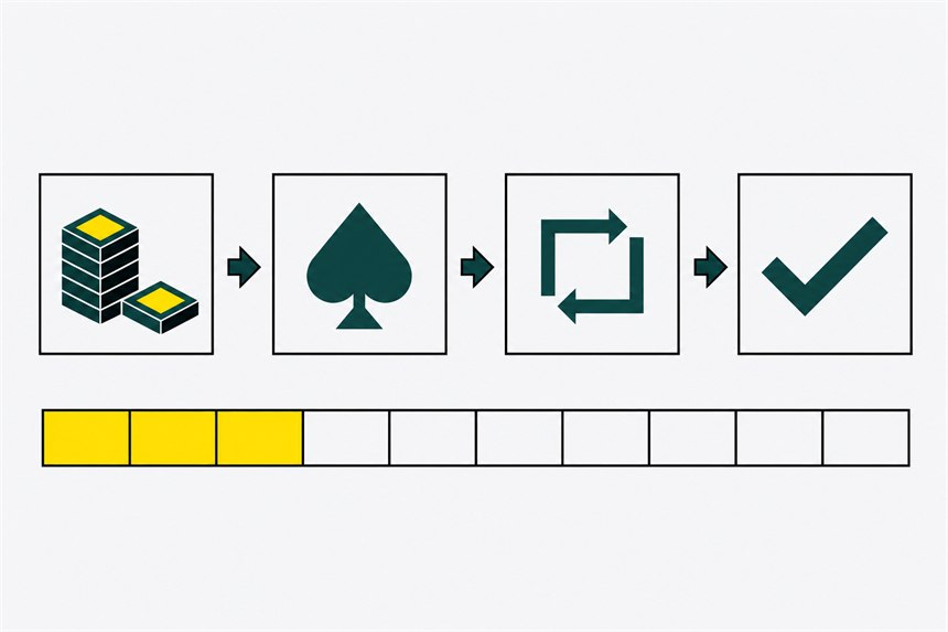 A four-step diagram of a bonus cycle above a segmented progress bar partly filled.